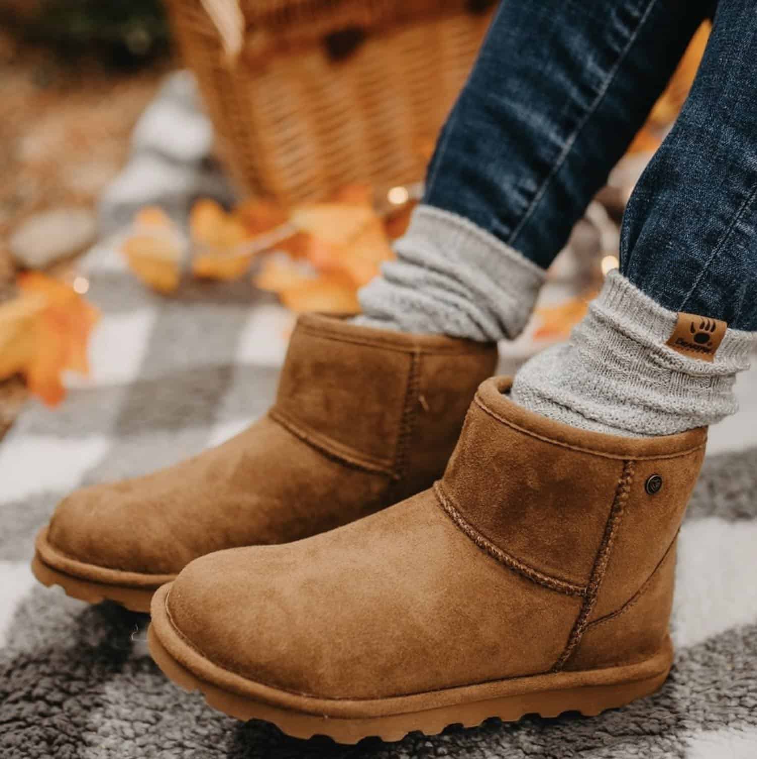 Bearpaw vegan uggs in hickory.