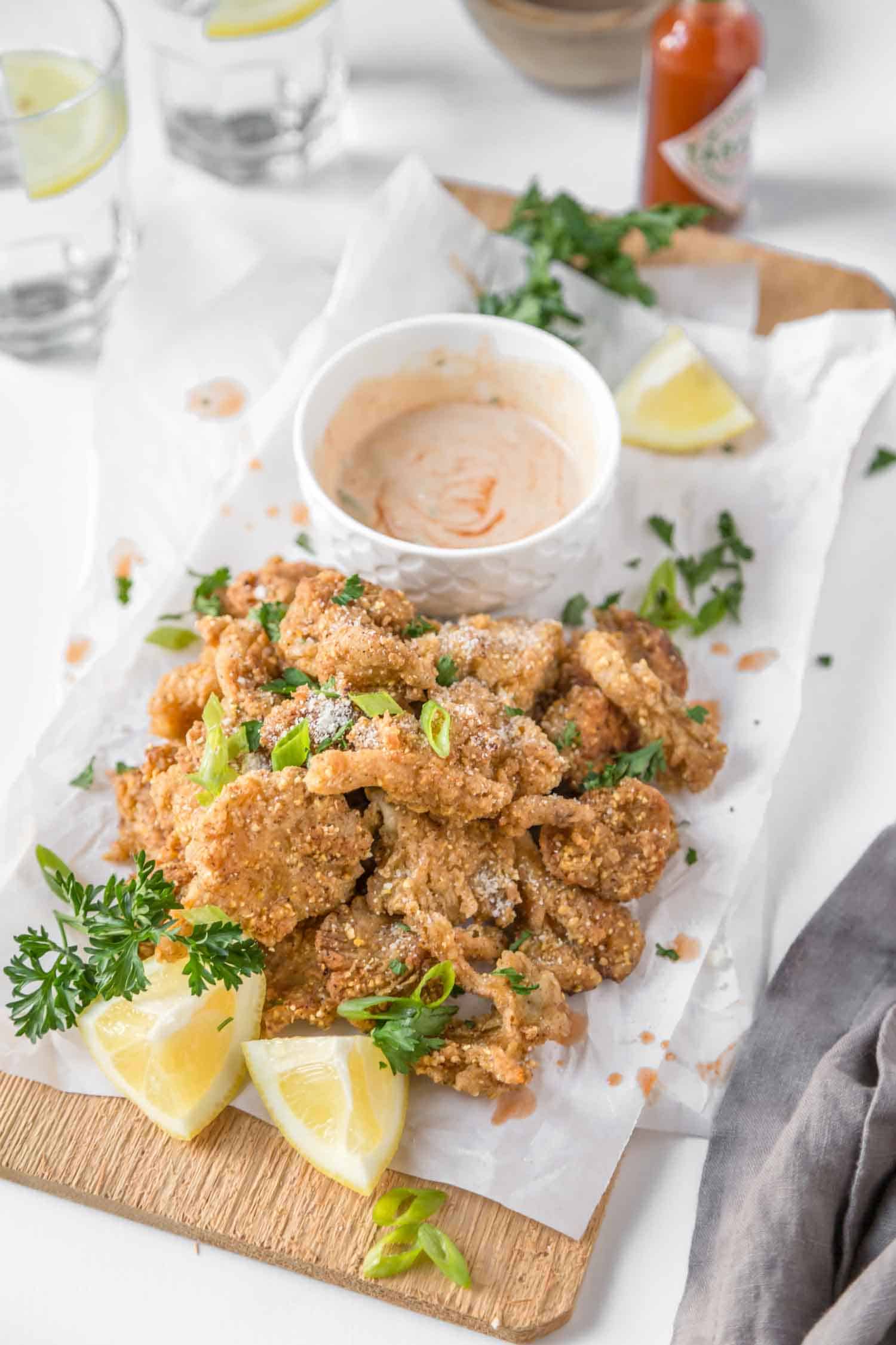 vegan fried oyster mushrooms