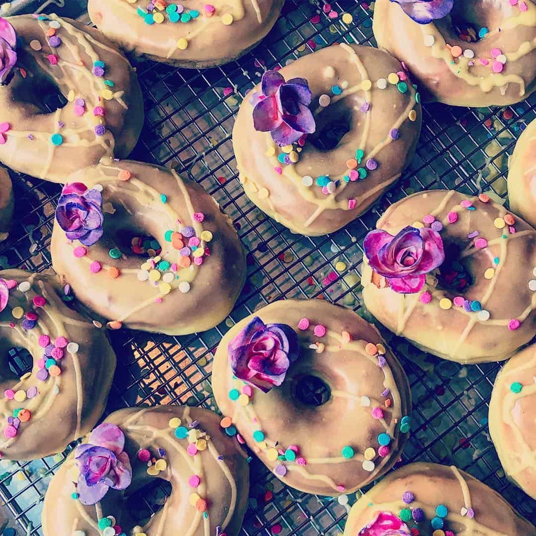 vegan dunwell doughnuts with flowers