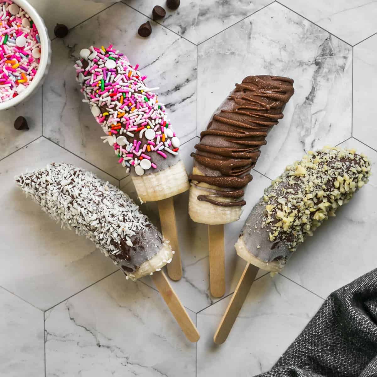 Chocolate-Dipped Banana Popsicles