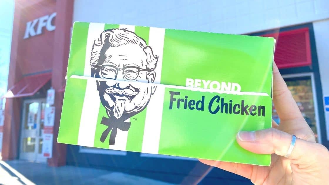 Beyond fried chicken box container at KFC.