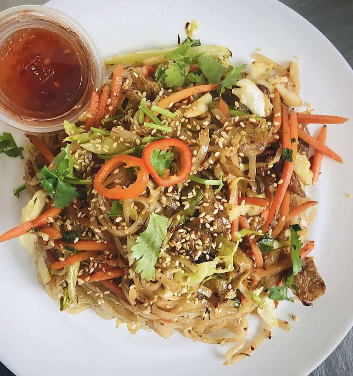 A noodle dish from Bodhi Viet food truck.