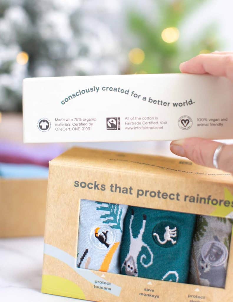 Conscious Step Rainforest Monkey Sloth Socks in a Vegan Gift Box