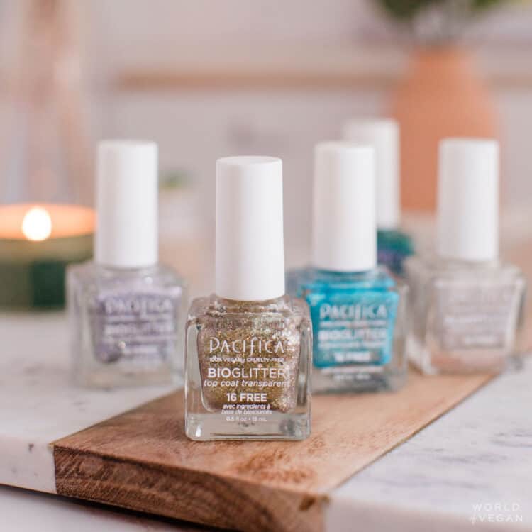 Set of cruelty-free vegan nail polishes from Pacifica brand.
