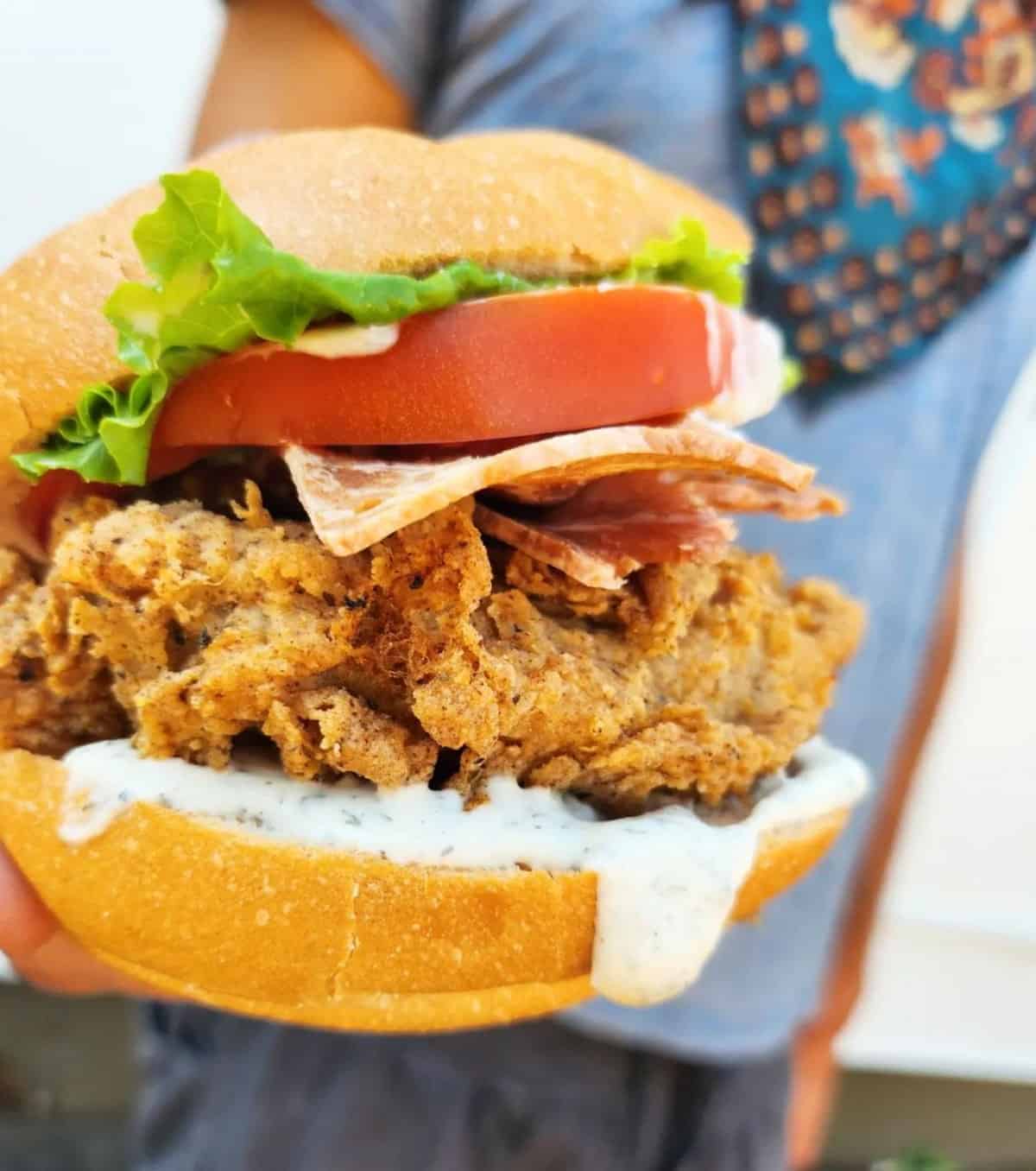 A vegan fried chicken sandwich from Dirty Lettuce in Portland.