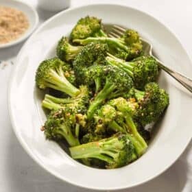 plate of air fried broccoli