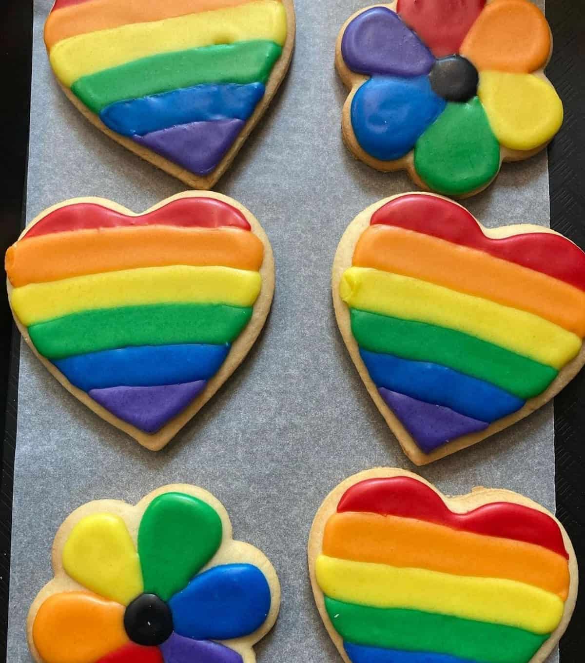 Vegan rainbow sugar cookies for pride month, made by Fat Cats Austin.