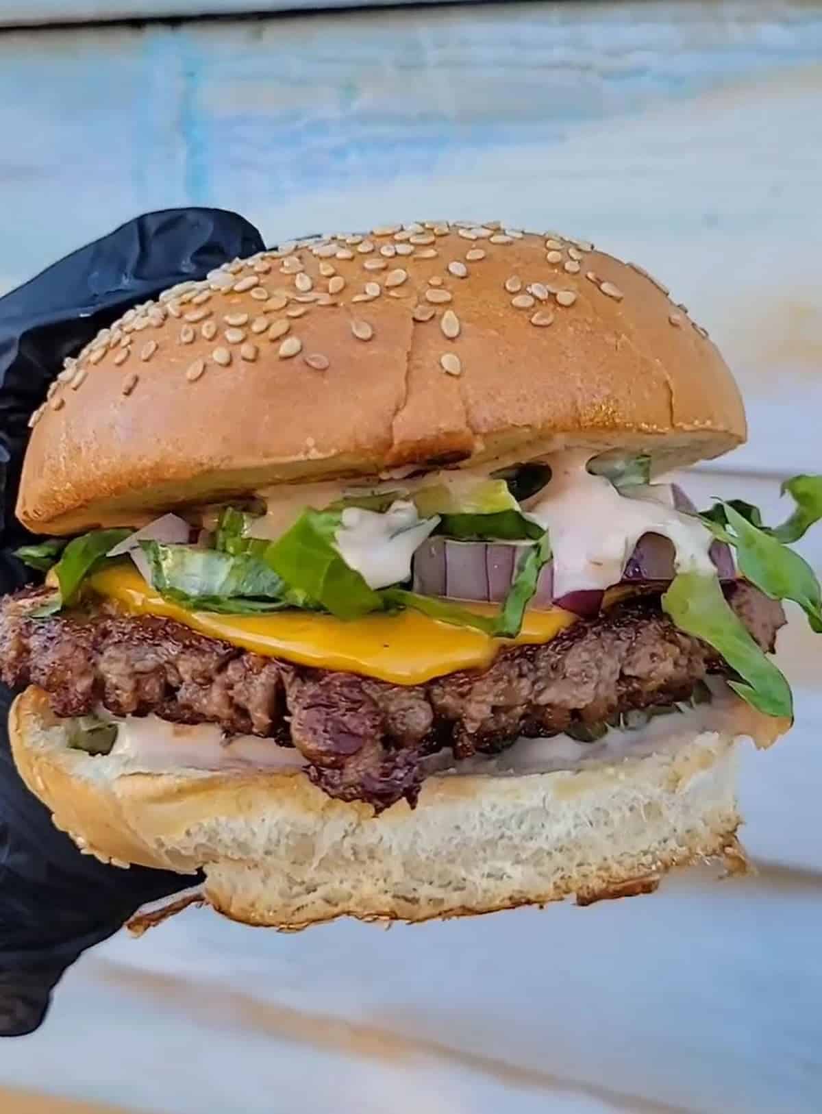 A vegan burger at Gnarlys in Portland.