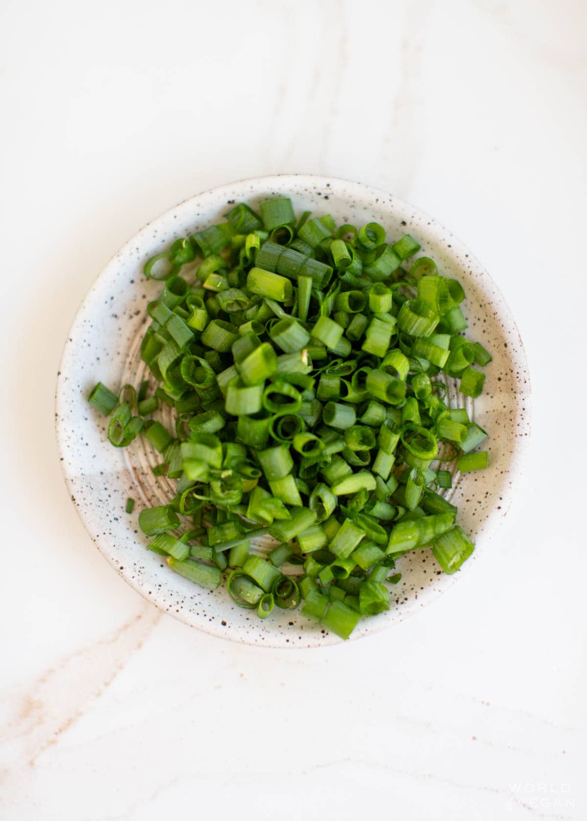 Sliced green onion in a small bowl.