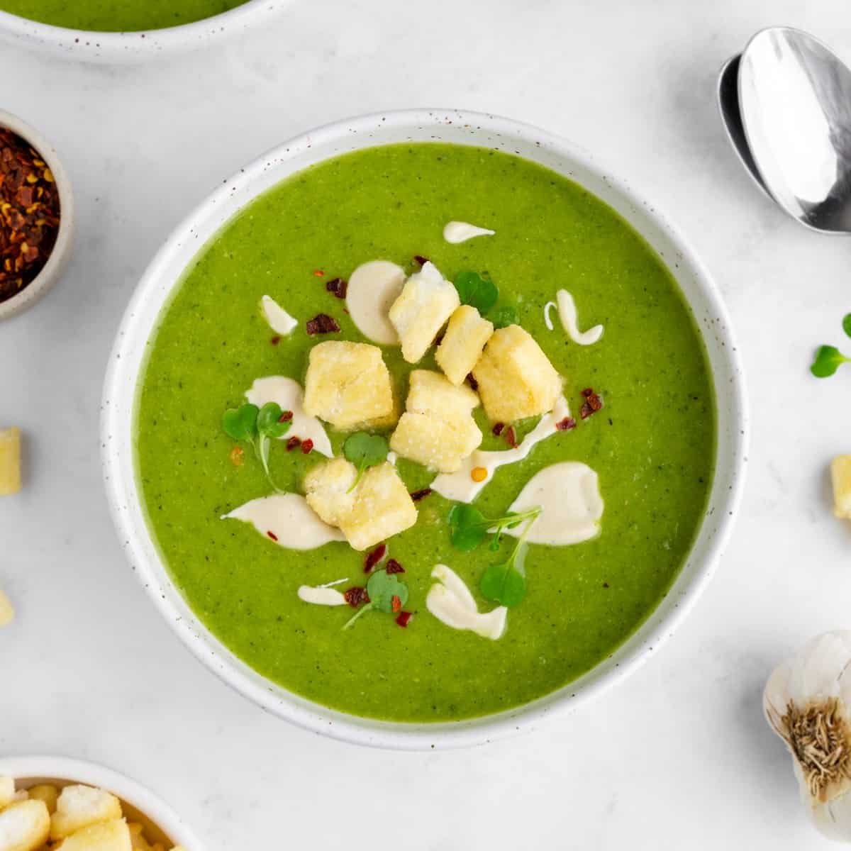 Creamy Green Pea Soup with Broccoli and Potatoes