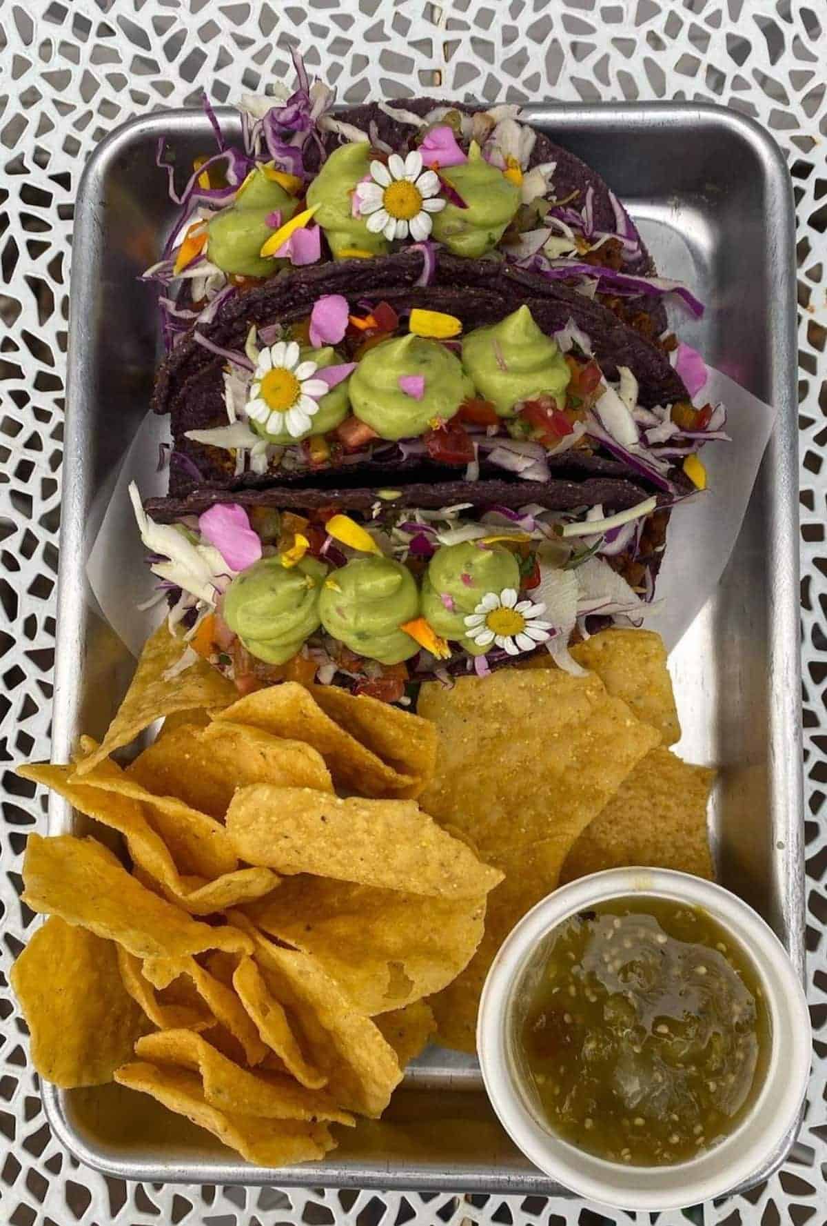 Vegan tacos from The Groovy Floret in Portland.