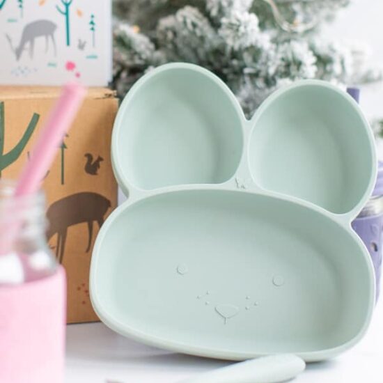 kids silicone bunny plate elk and friends
