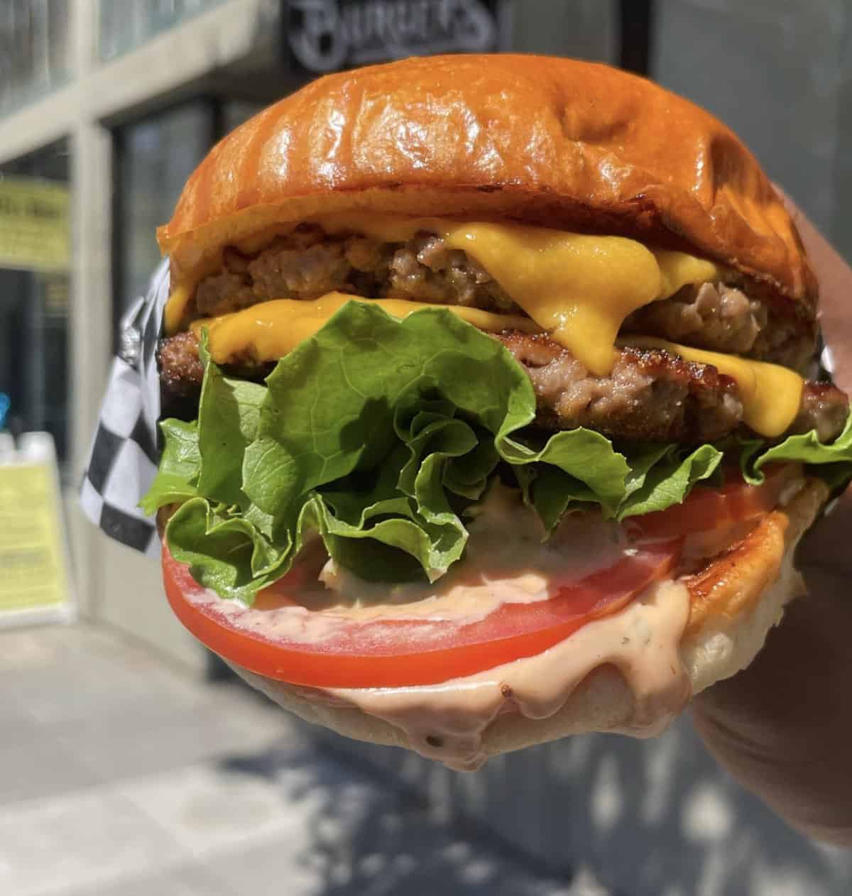 Malibu vegan double cheeseburger in oakland