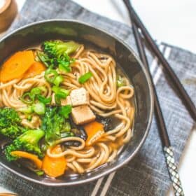 bowl of vegan miso noodle soup