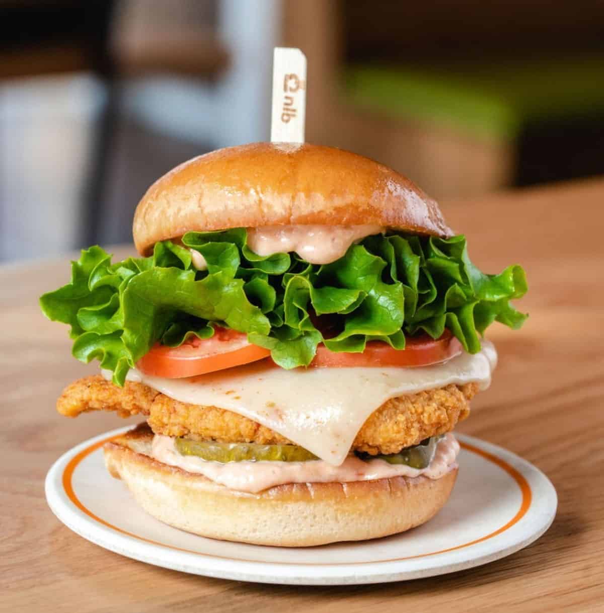 A vegan fire chick'n burger from Next Level Burger.