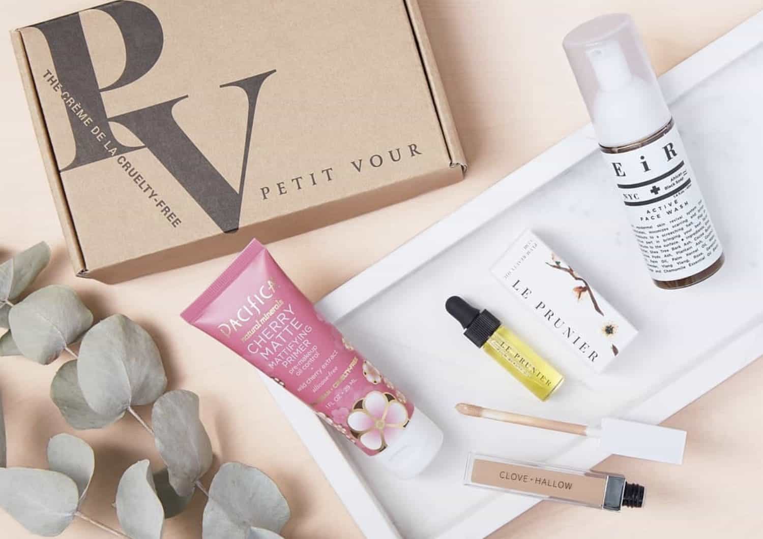 petit vour cruelty free beauty box unboxed with pacifica