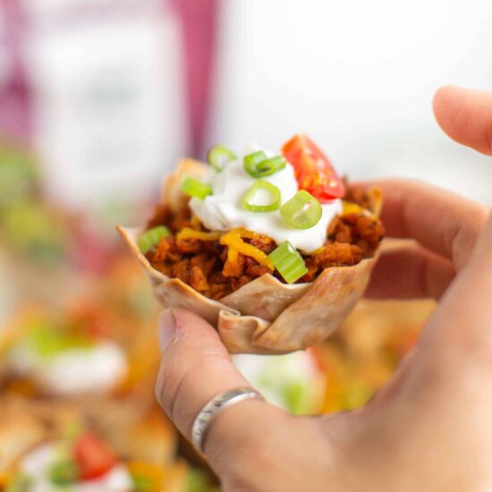 Vegan Holiday Appetizer Taco Cups with Wonton Wrappers