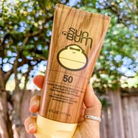 A tube of vegan cruelty-free sunblock from Sun Bum brand.