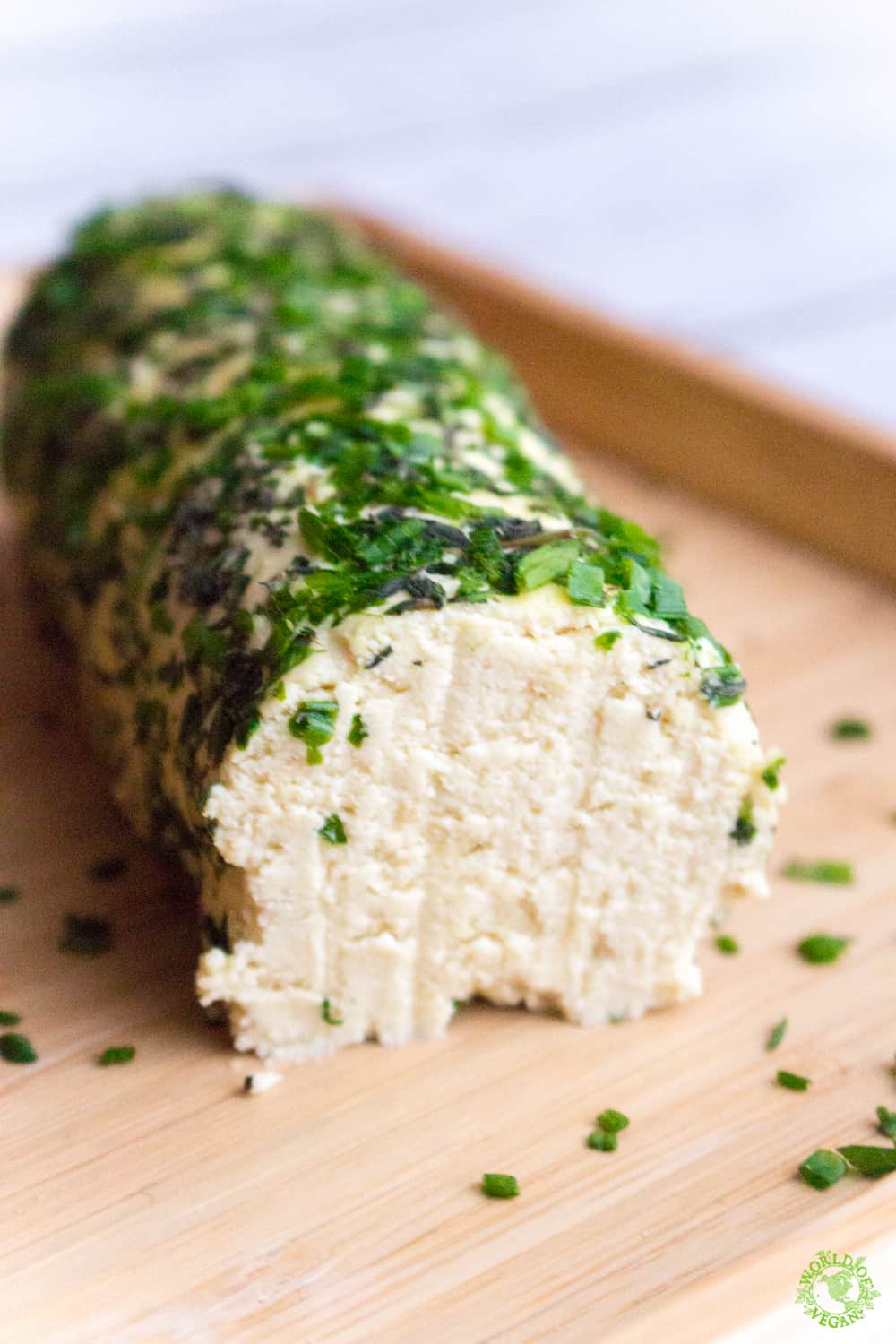 vegan cheese log with chives