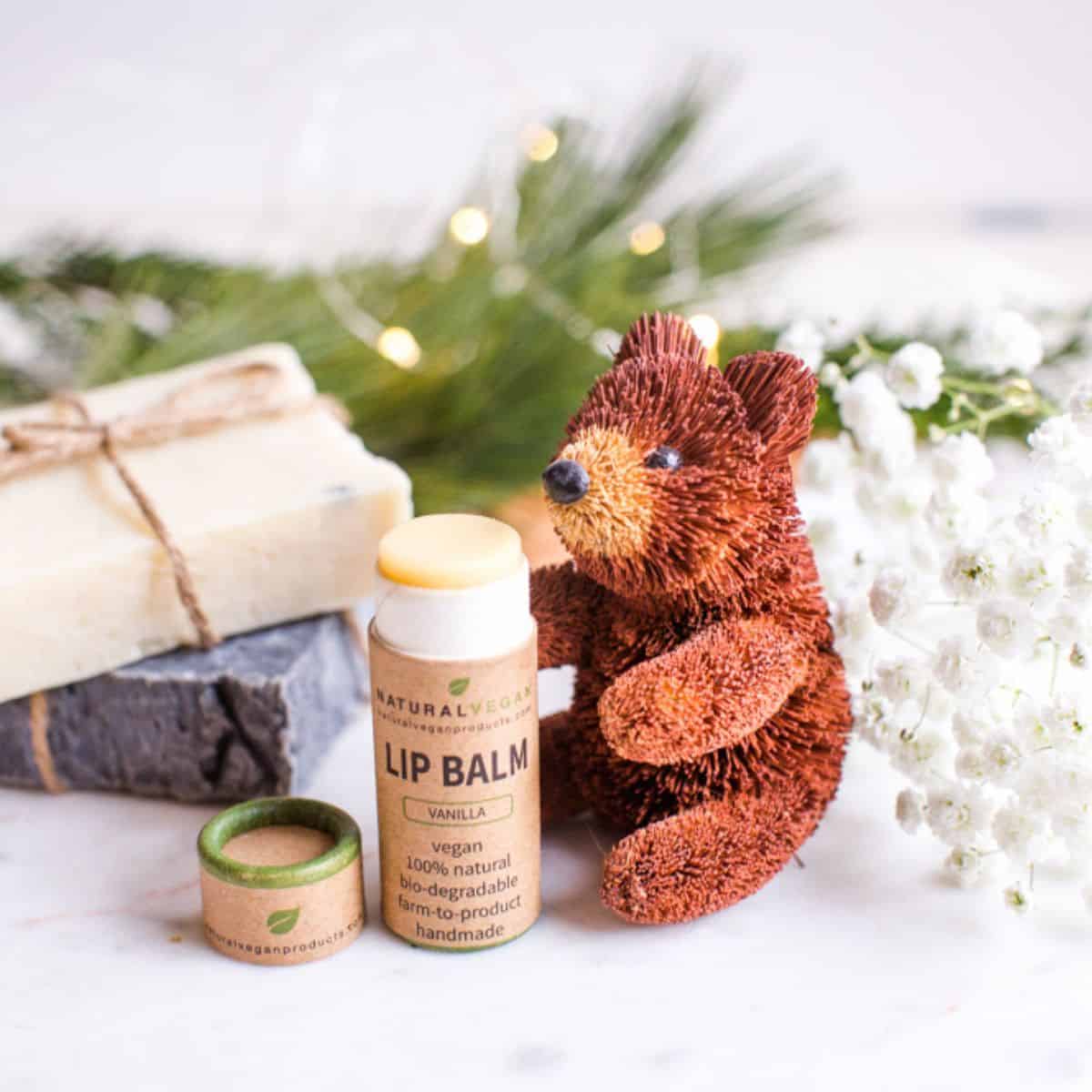 Eco friendly vegan gifts decorated for the holidays