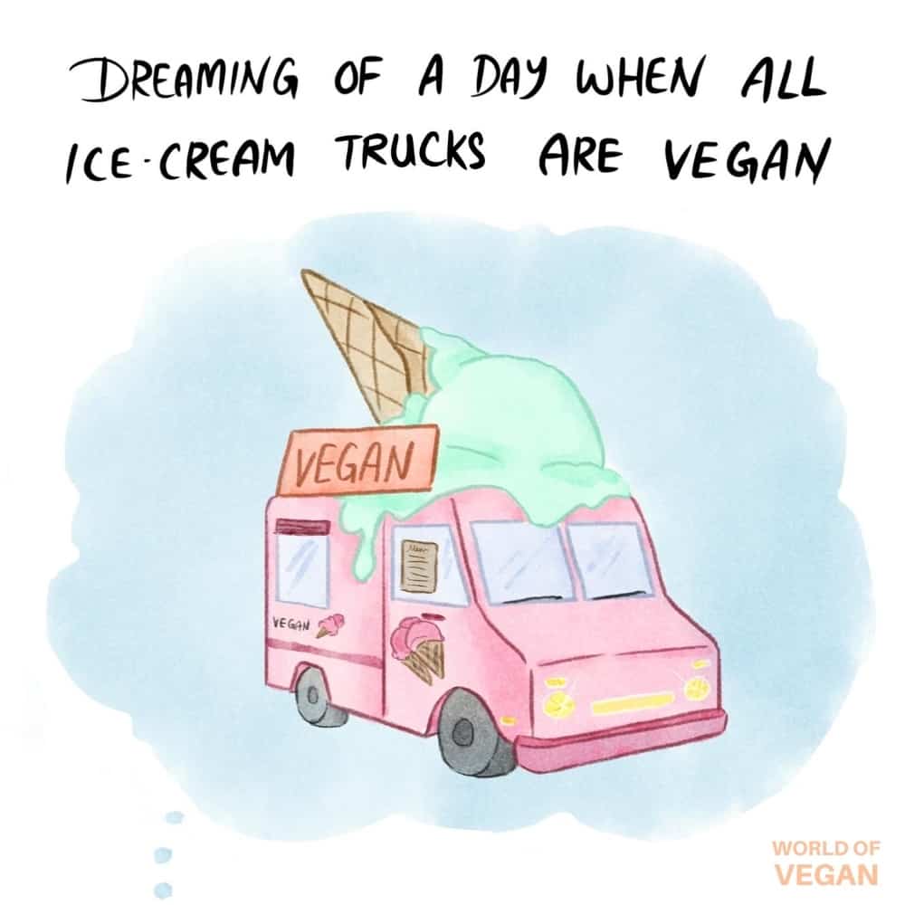 dairy free and vegan ice cream truck art illustration