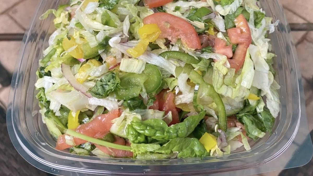 Veggie Delite Salad at Subway Served in a Plastic Container