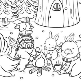 vegan winter holiday coloring page